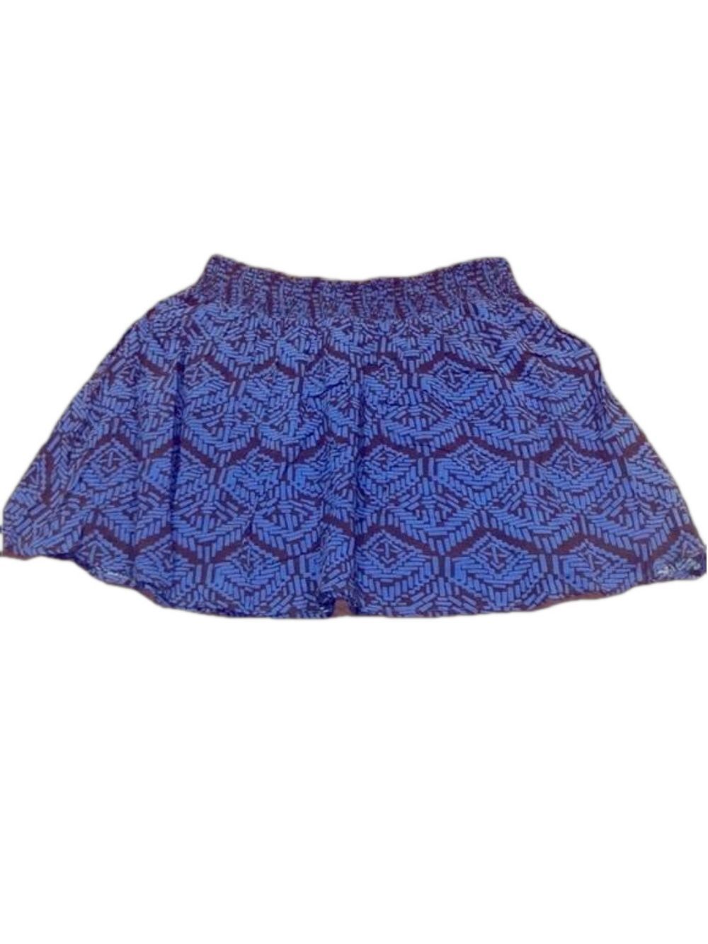 FOREVER 21 cute royal blue & black print rayon lined skirt size S